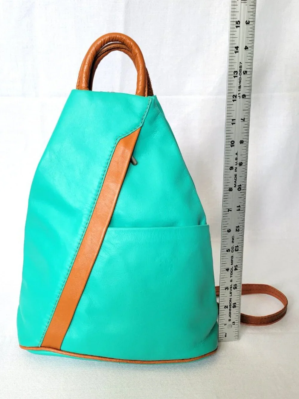 LaGaksta Stella Convertible Leather Backpack Purse Teal Mint Green Italy READ